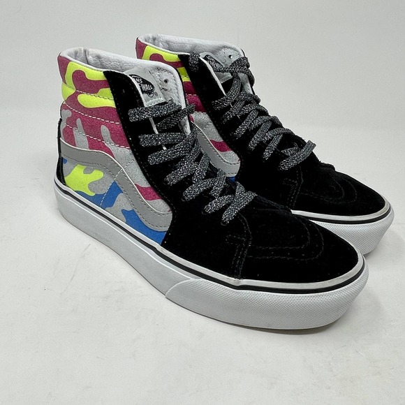 Vans Sk8-Hi Platform 2 Off The Wall Skateboard Black White Womens 7 L.6.7-1099 - Picture 11 of 16